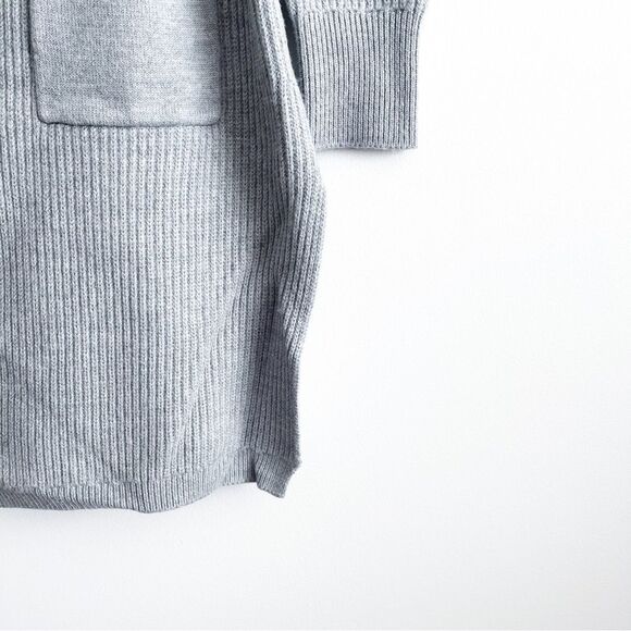 Tahari Open Cardigan Sweateer Gray Wool Blend Long Line Women's M Ribbed Knit - Picture 3 of 9